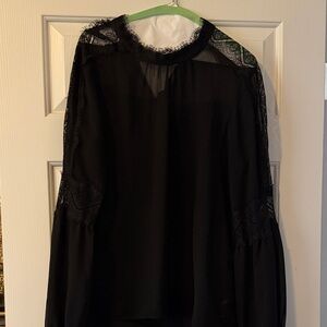 White House Black Market Sheer Black Lace Blouse